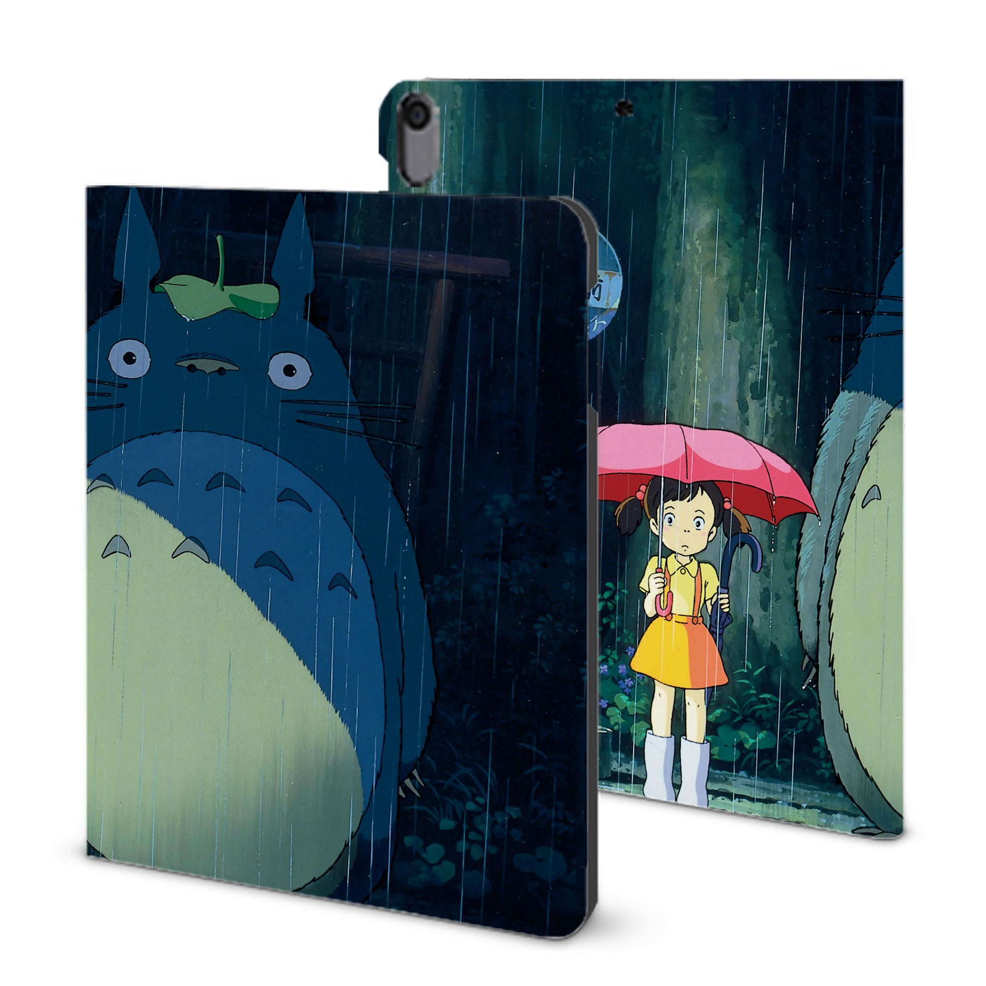 （画像用） となりのトトロ 草壁メイ 草壁サツキ My Neighbor Totoro Satsuki Kusakabe Mei Kusakabe IPad ケース ブック型 PUレザー TPU 耐衝撃 軽量 薄型 ペン収納なし 全面保護 IPad 各モデル対応